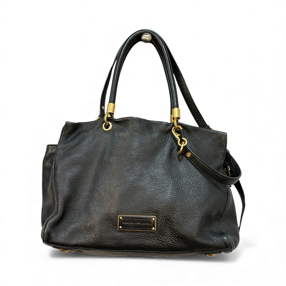 Marc Jacobs Black leather Large Tote Bag with Gold Details